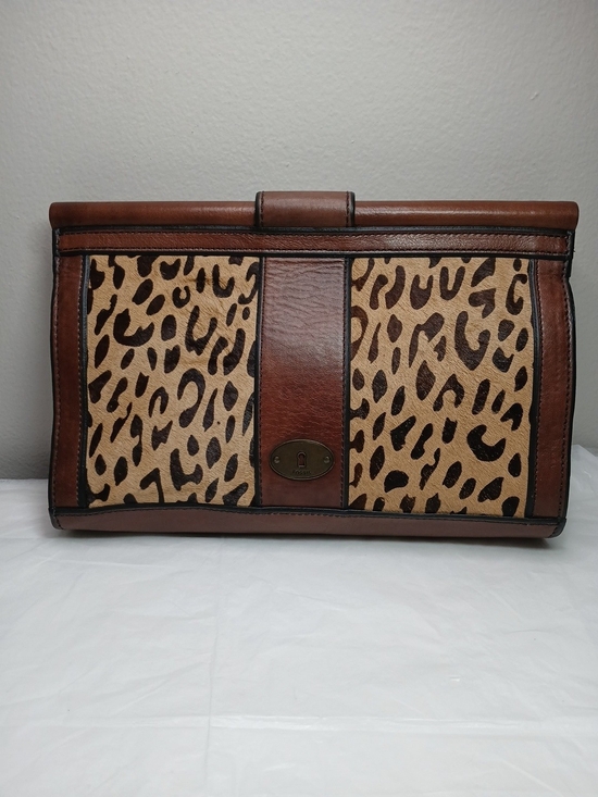 Fossil Handbags - Fossil Brown Leather & Leopard Print Clutch